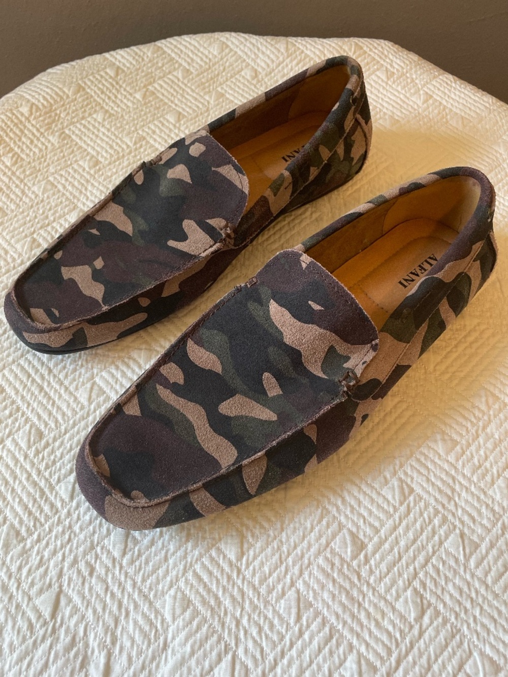 Alfani mens Bromley suede camo driving loafer shoes size 12M
